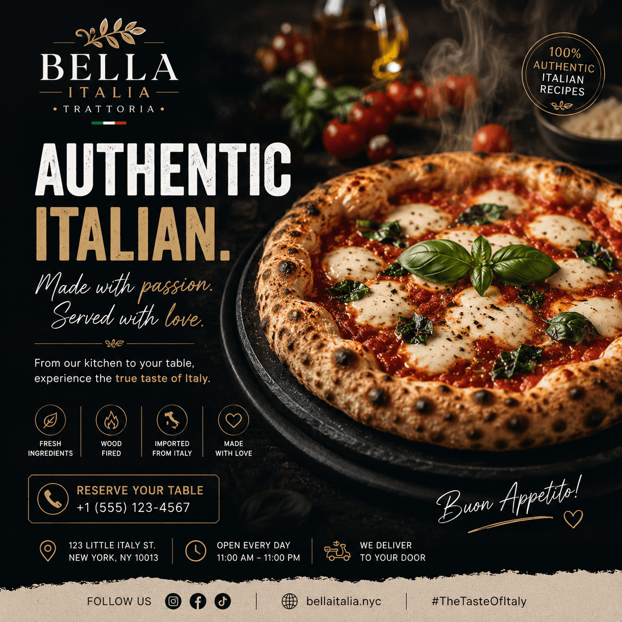 Italian restaurant pizza social media creative