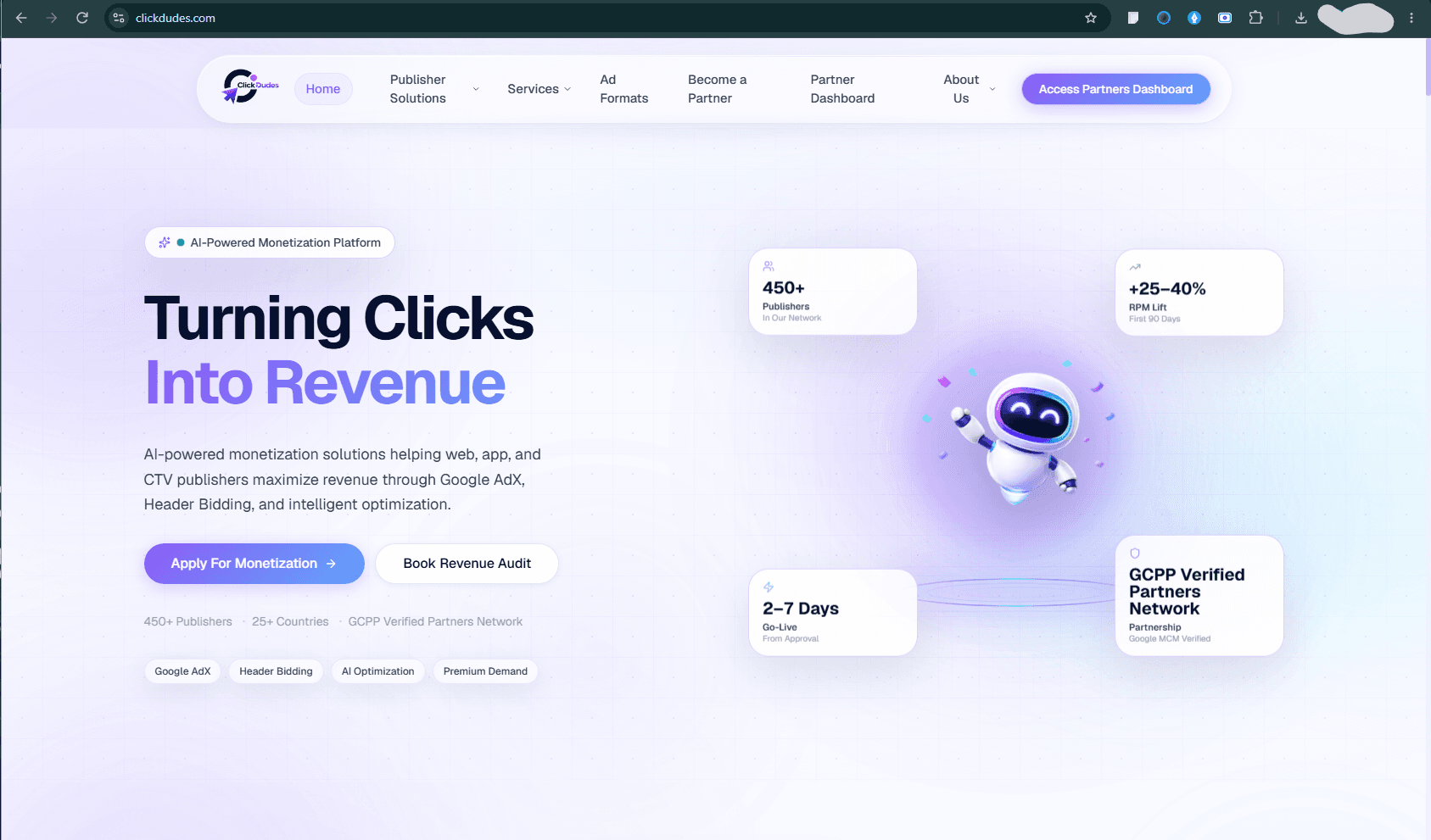 Ad-tech company website homepage design